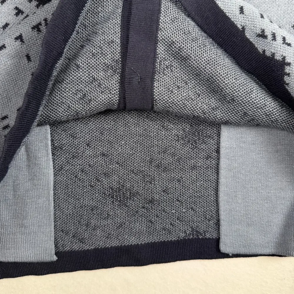 Pendleton Women’s Blue Navy Geometric Pattern Silk Cotton Button Cardigan Size M